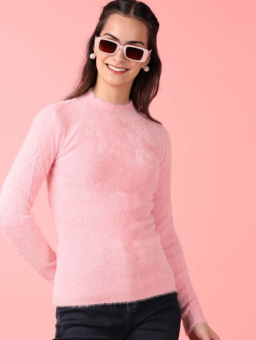 women solid long sleeve pullover - 21528841 -  Standard Image - 1