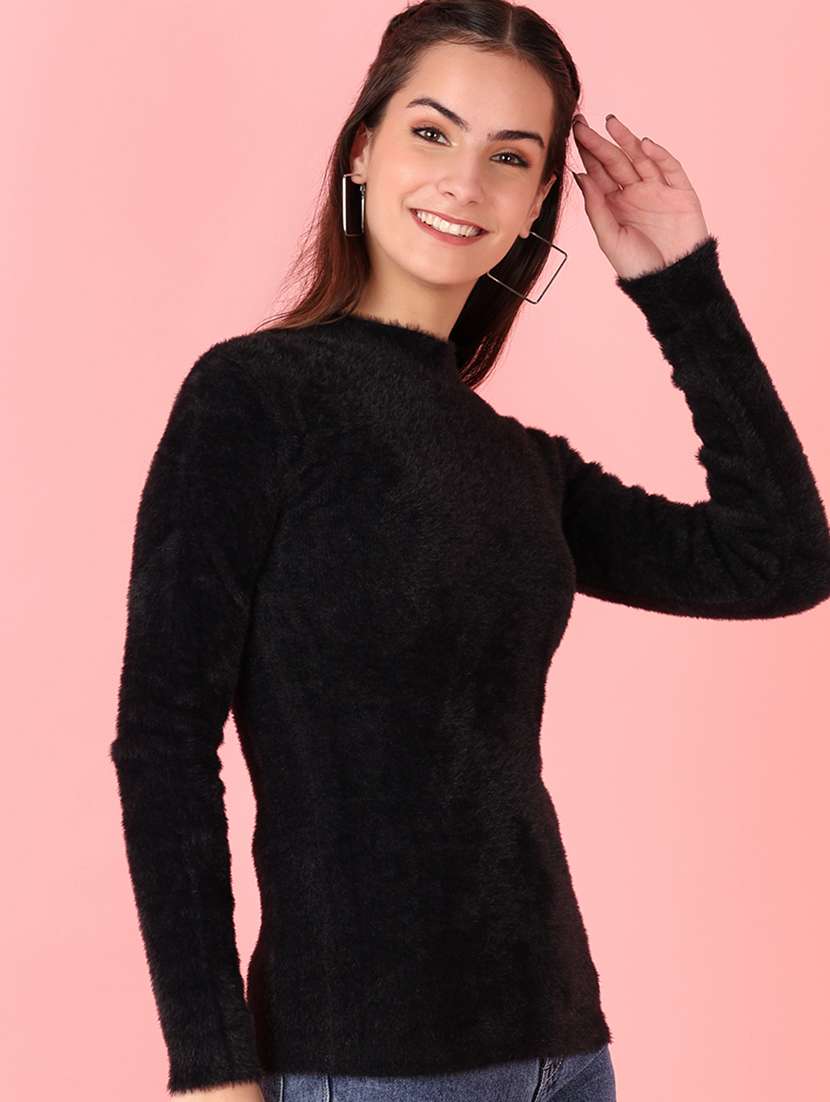 women solid long sleeve pullover - 21528842 -  Standard Image - 1