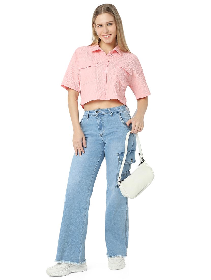 women pink polyester boxy shirt - 21529249 - Standard Image - 4