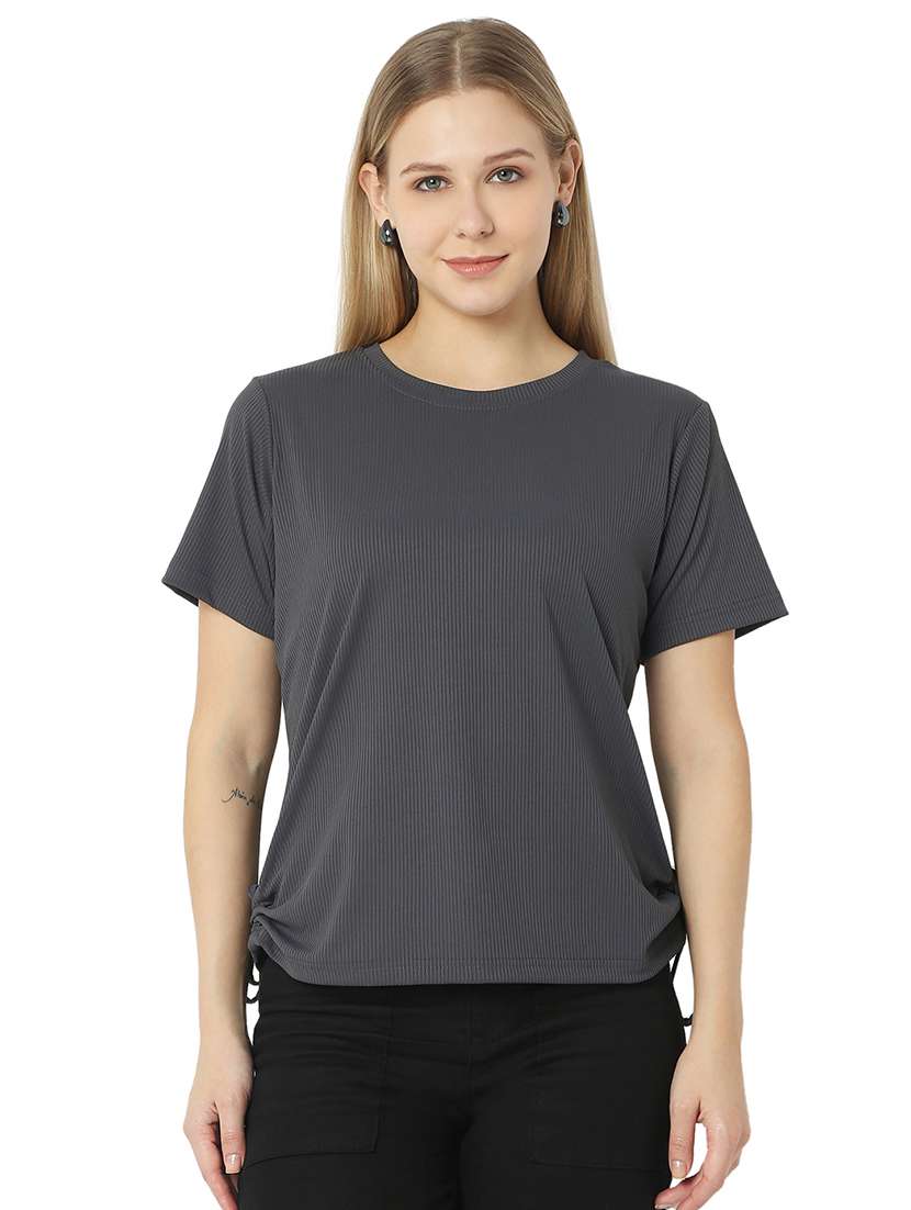 women solids round neck top