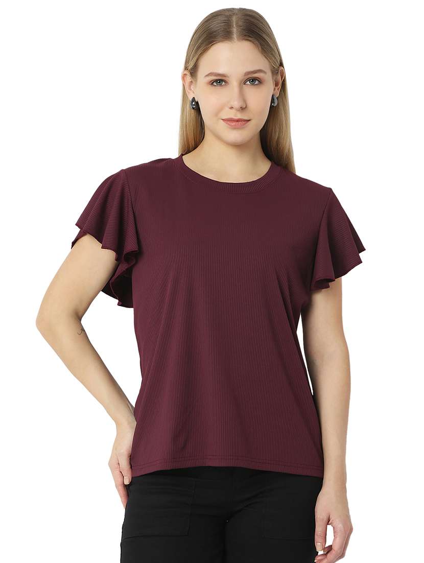 women solids round neck top