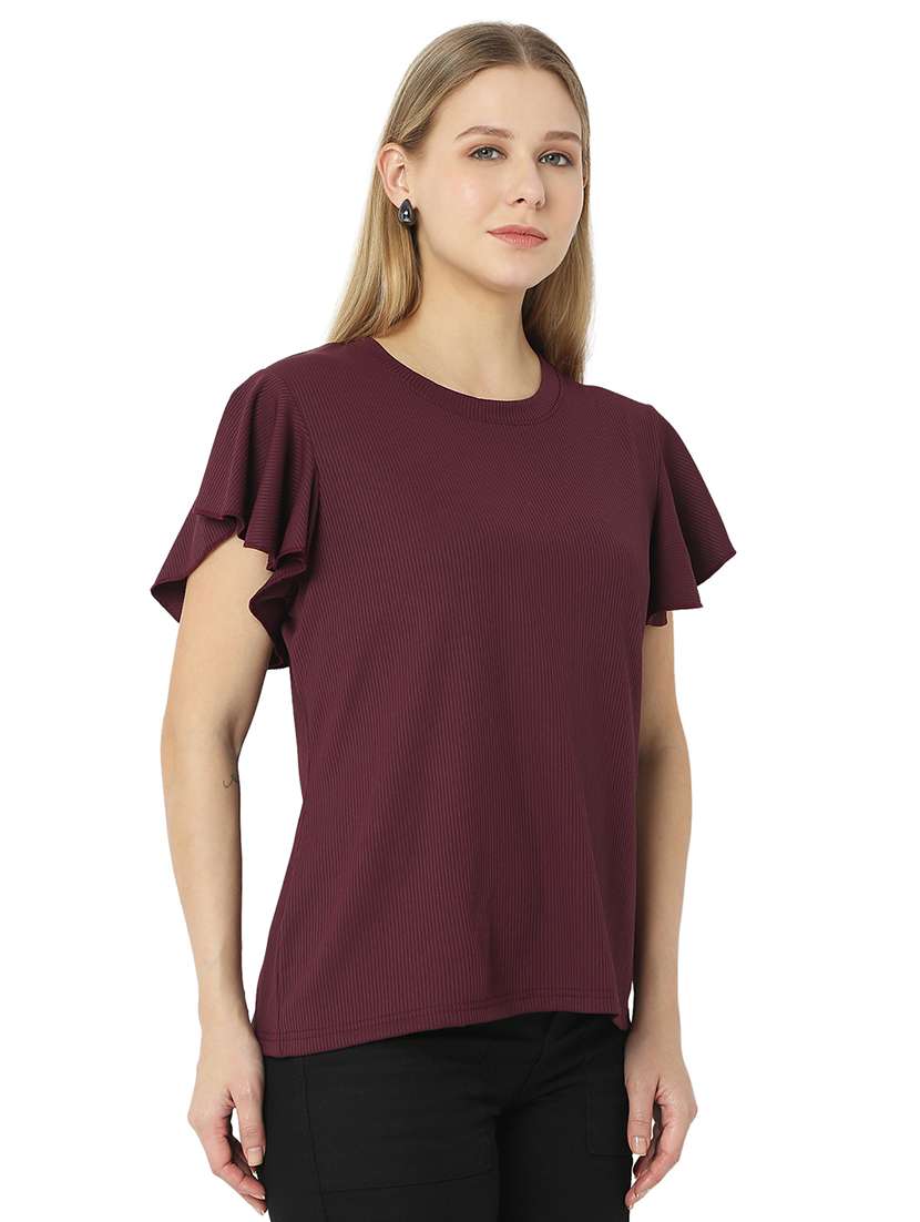 women solids round neck top - 21529257 - Standard Image - 1