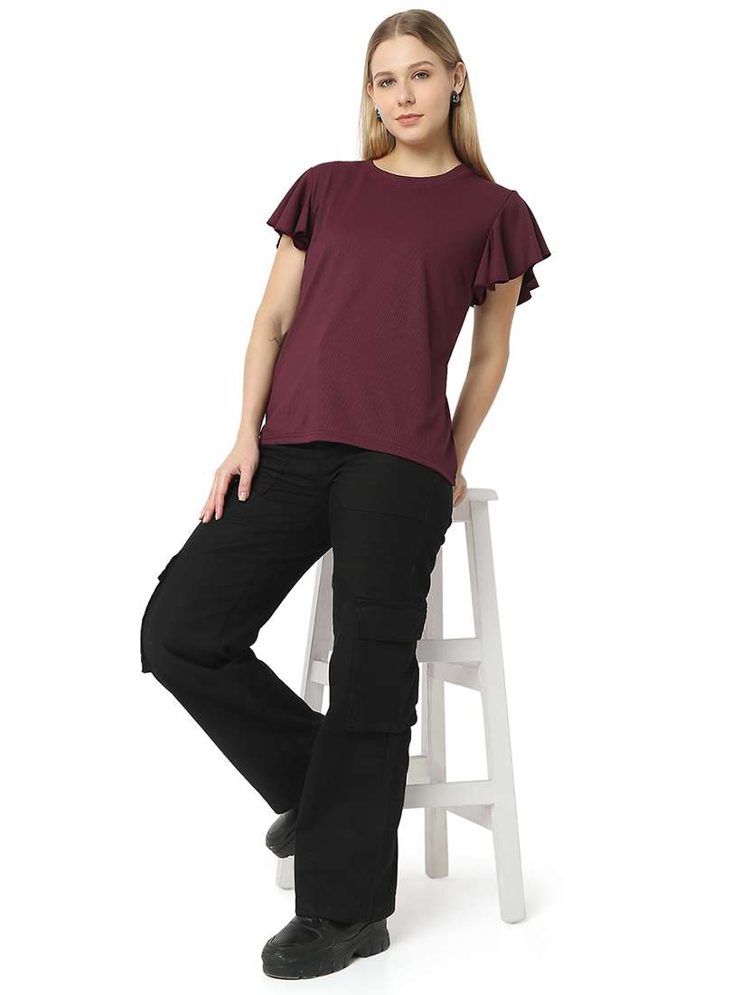 women solids round neck top - 21529257 - Standard Image - 4