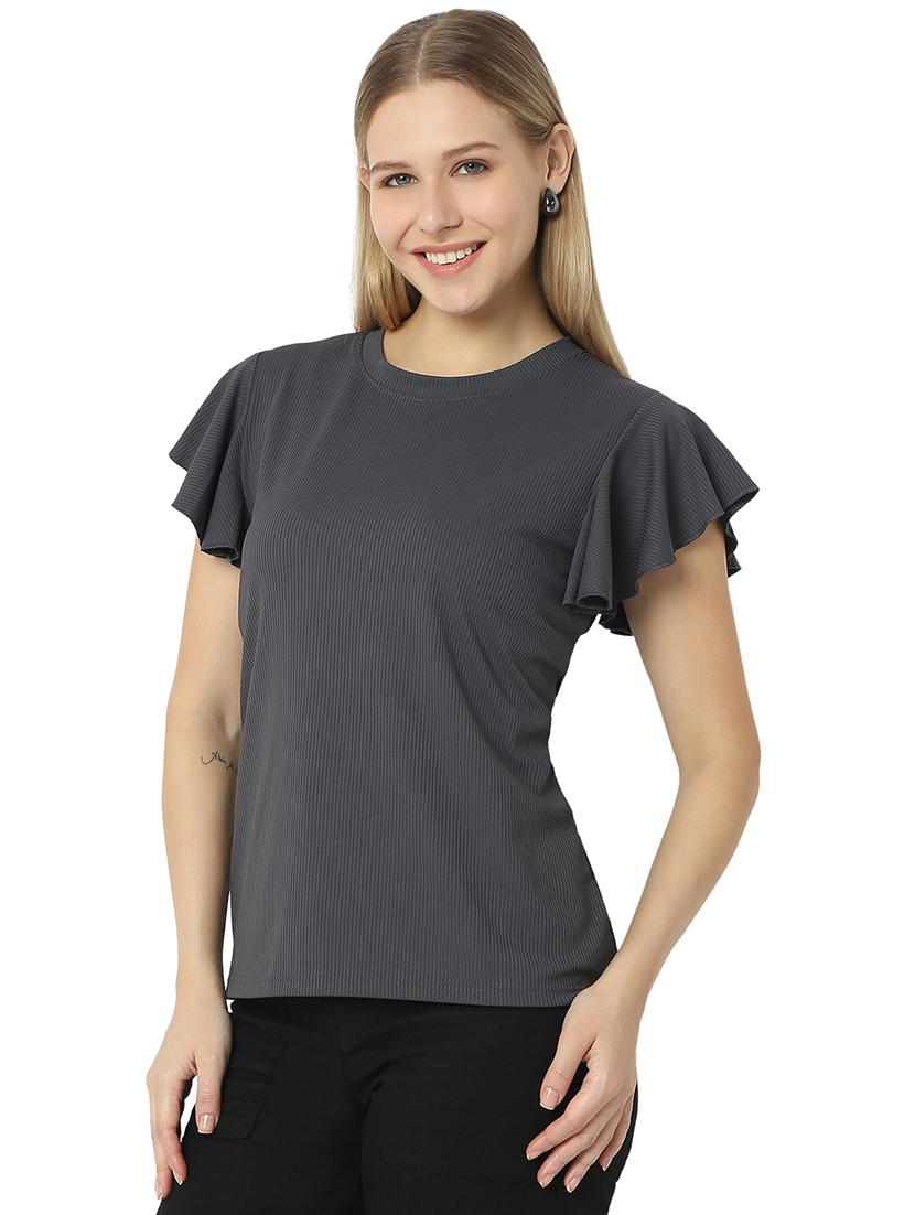 women solids round neck top - 21529258 -  Standard Image - 1