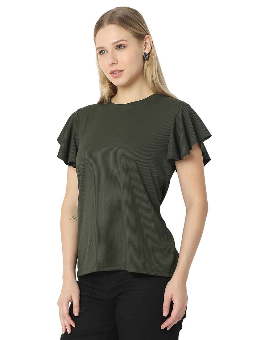 women solids round neck top - 21529259 - Standard Image - 1