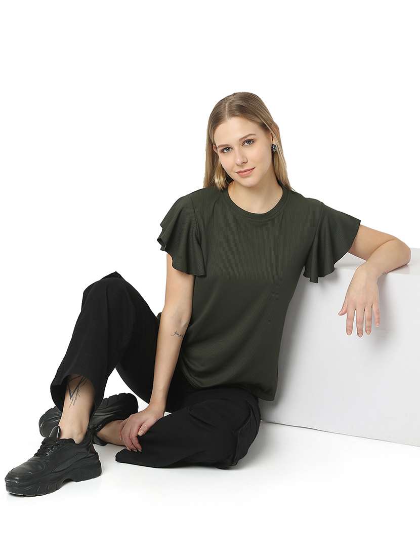women solids round neck top - 21529259 - Standard Image - 4