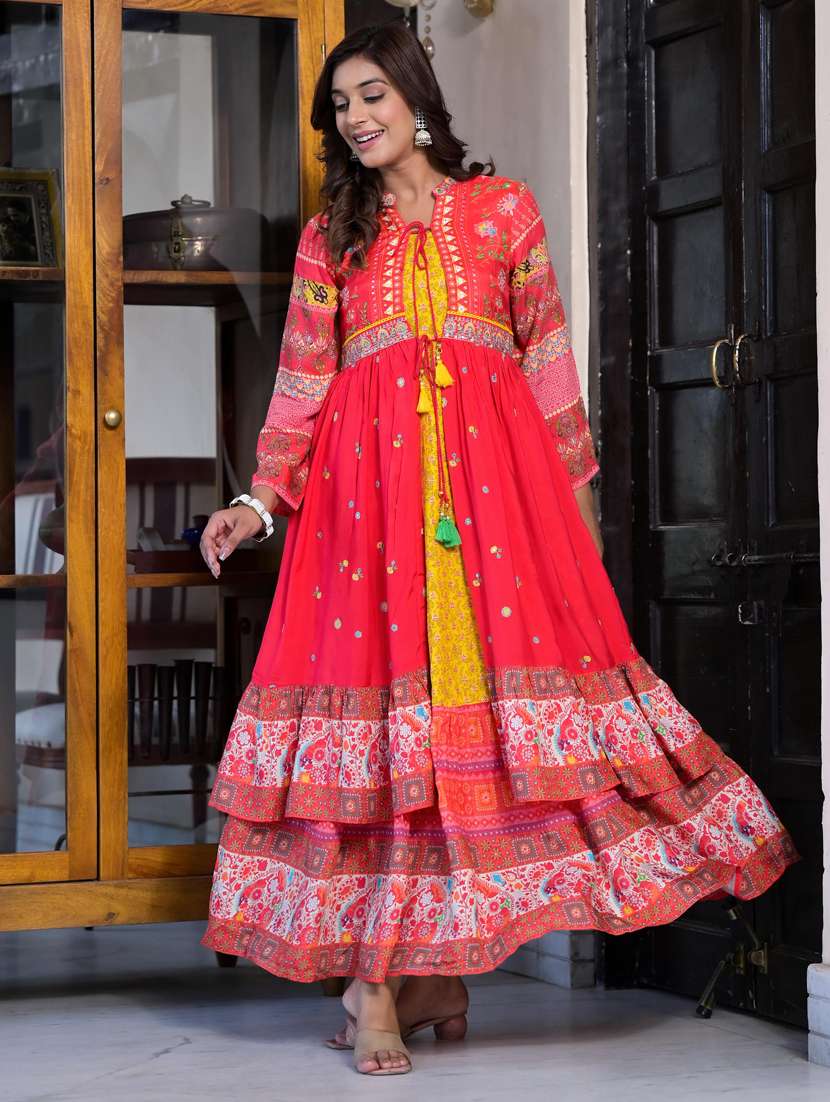 women long sleeves printed flared dress - 21529306 -  Standard Image - 1