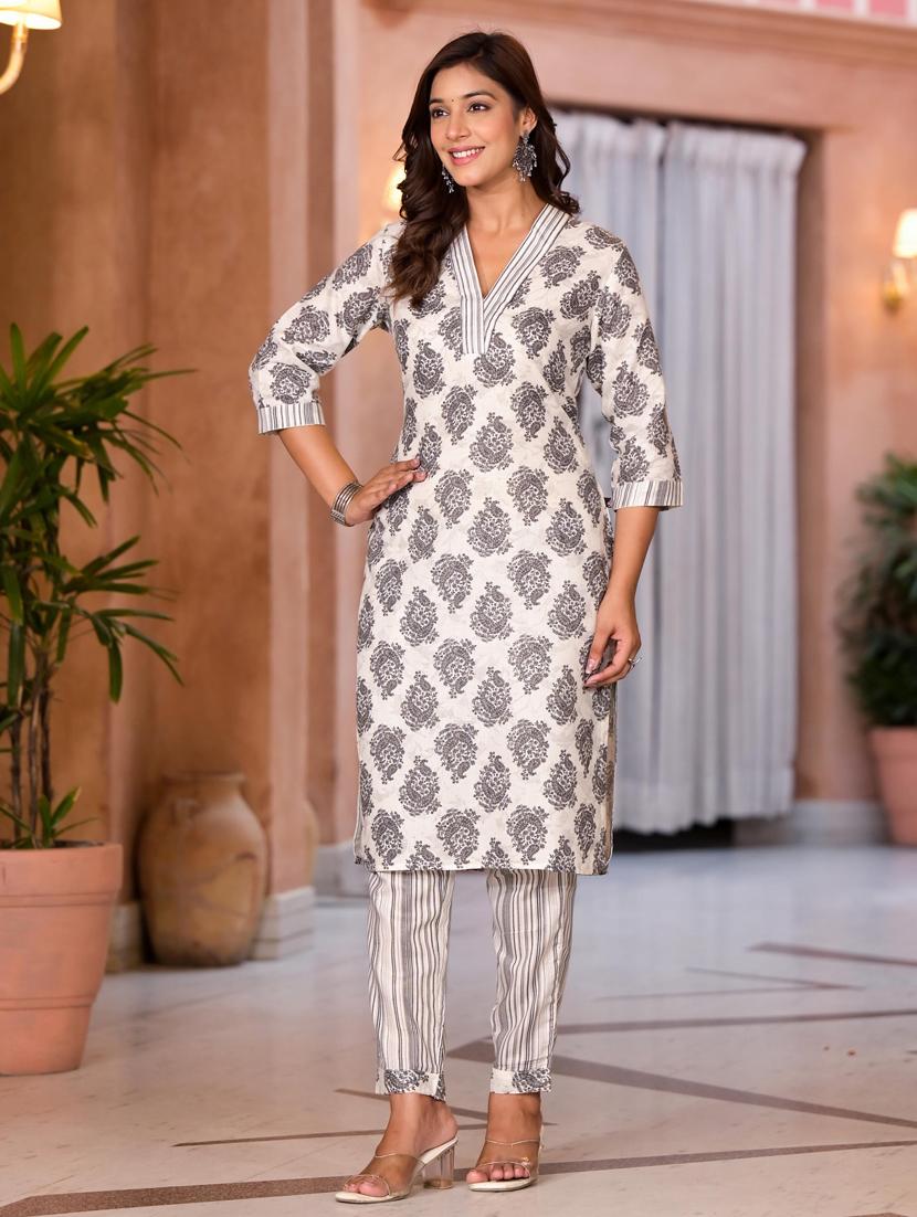 women three quarter sleeve kurta salwar set - 21529312 -  Standard Image - 1