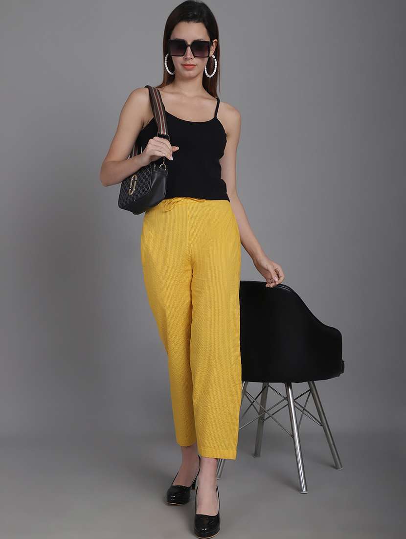 women stripes ankle length flat front trouser - 21529333 -  Standard Image - 4