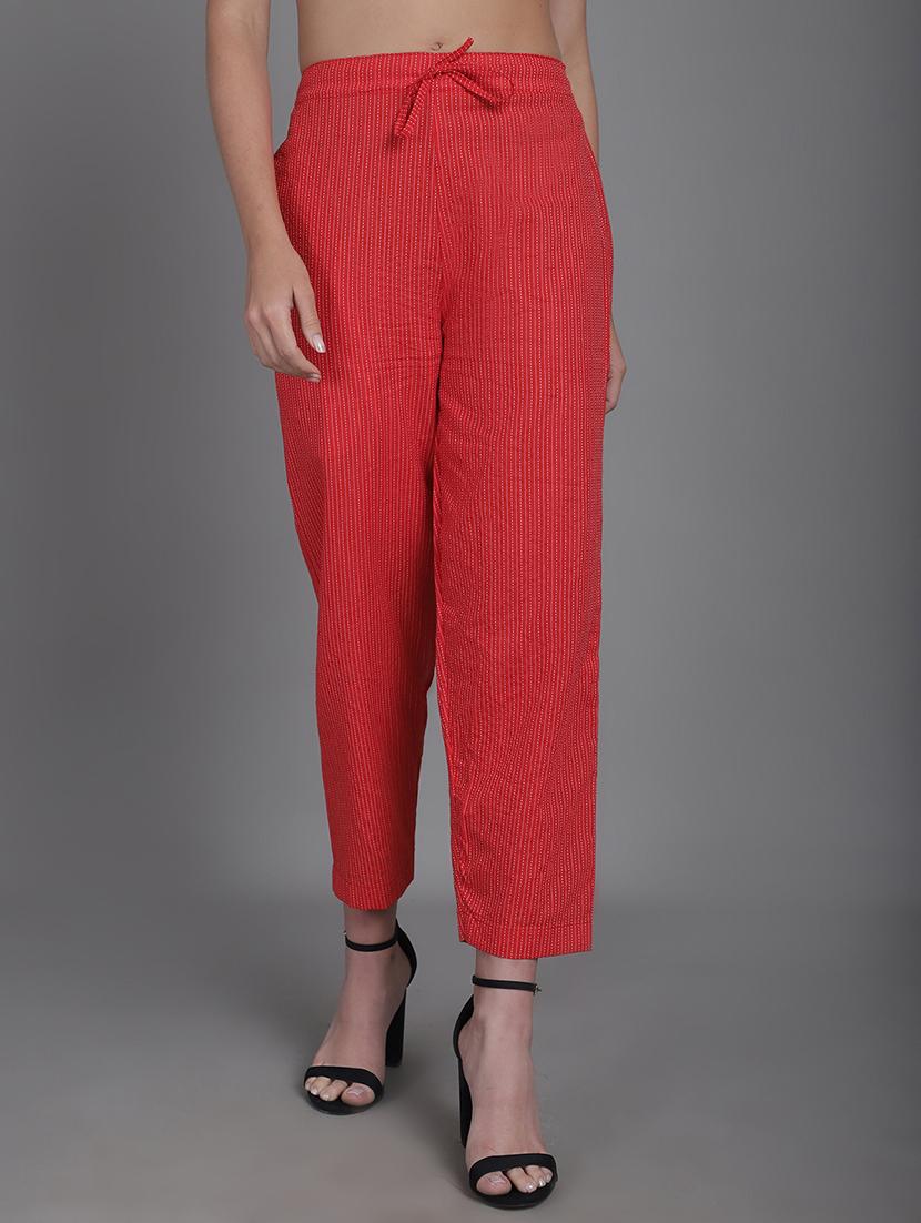 women stripes ankle length flat front trouser - 21529334 - Zoom Image - 0