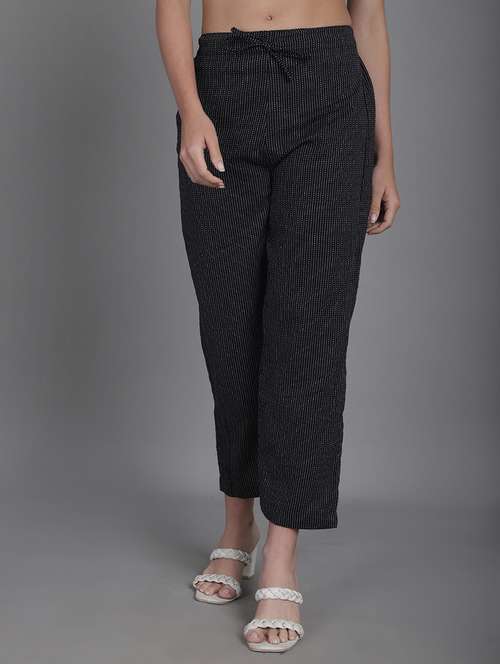 women stripes ankle length flat front trouser - 21529335 -  Standard Image - 0