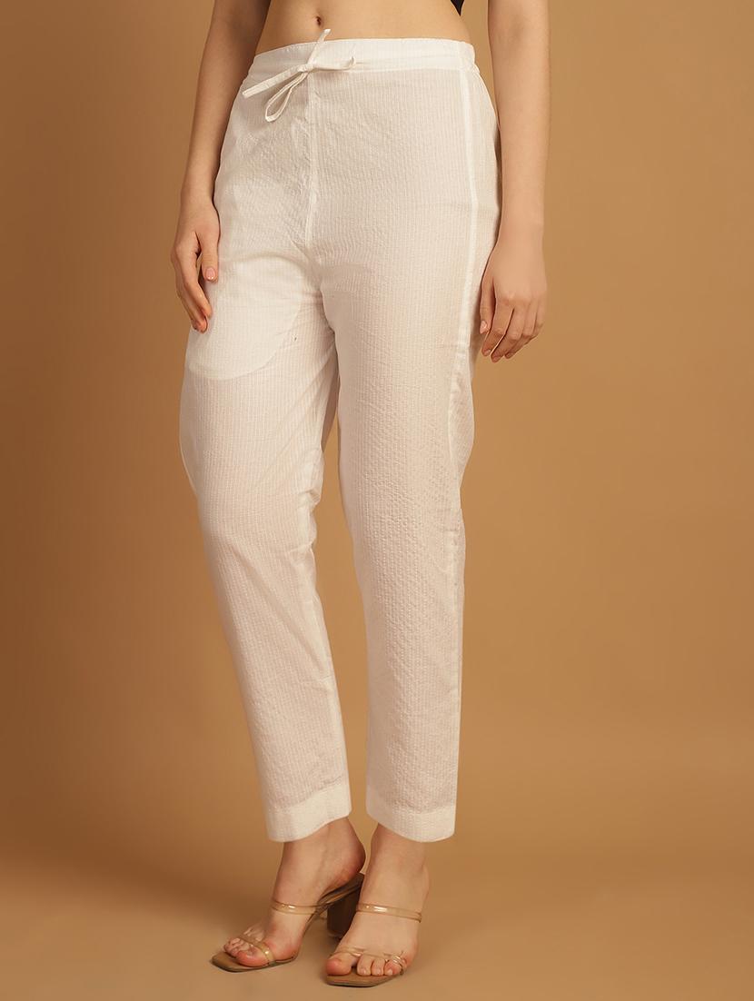 women stripes ankle length flat front trouser - 21529344 -  Standard Image - 1