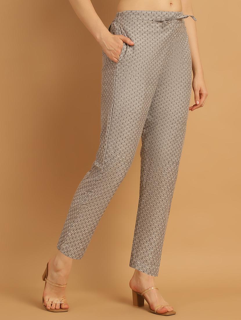 women printed ankle length flat front trouser - 21529347 - Standard Image - 1