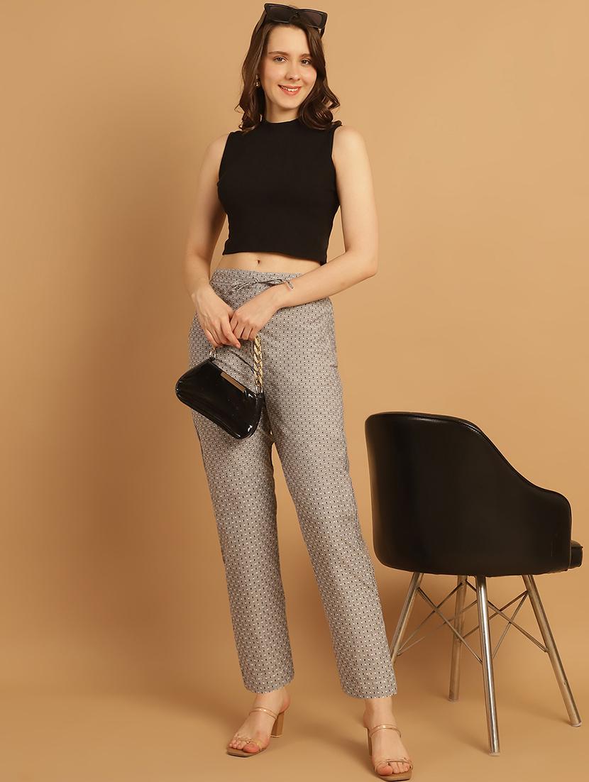 women printed ankle length flat front trouser - 21529347 - Standard Image - 4