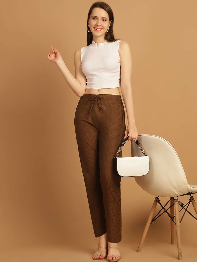 women printed ankle length flat front trouser - 21529349 -  Standard Image - 4