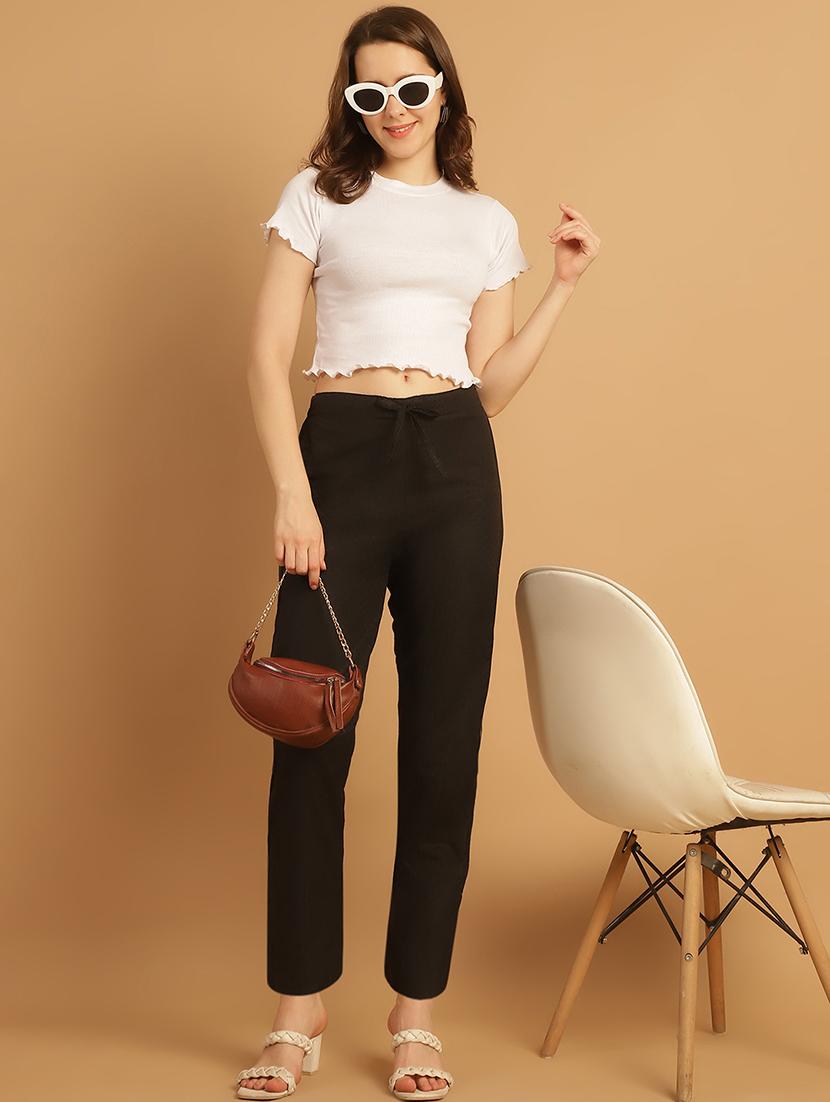 women printed ankle length flat front trouser - 21529350 - Standard Image - 4