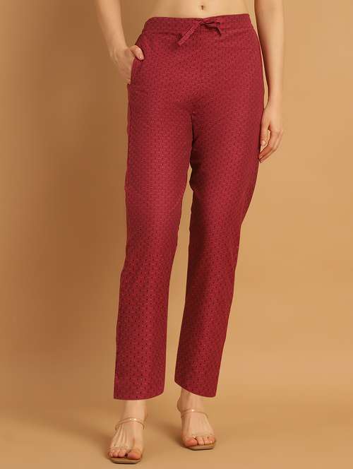women printed ankle length flat front trouser - 21529352 -  Standard Image - 0