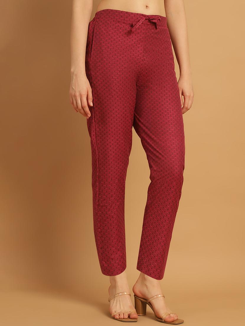 women printed ankle length flat front trouser - 21529352 - Standard Image - 1