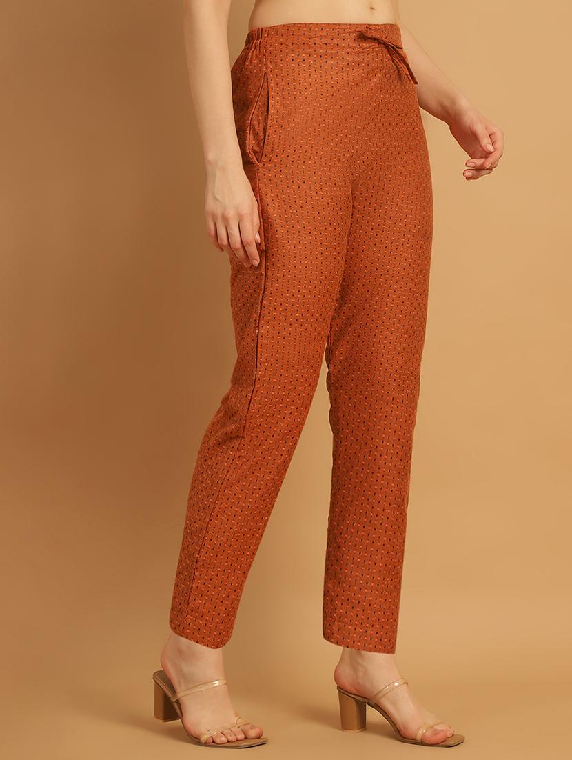 women printed ankle length flat front trouser - 21529353 - Standard Image - 1