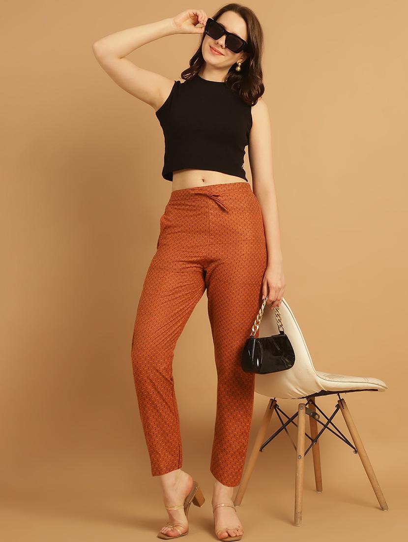 women printed ankle length flat front trouser - 21529353 - Standard Image - 4