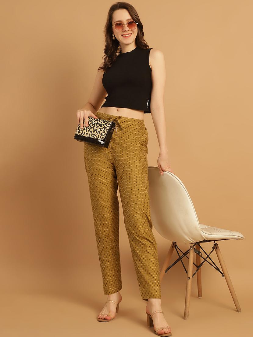 women printed ankle length flat front trouser - 21529354 - Standard Image - 4