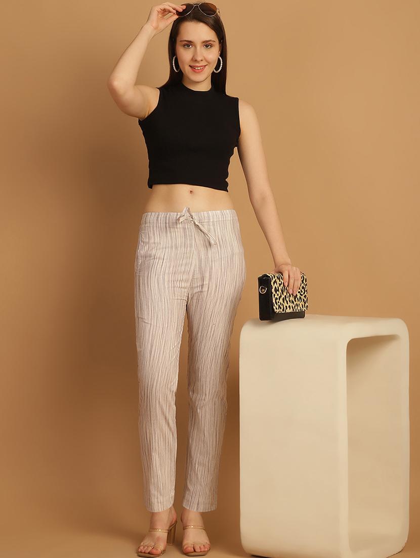 women printed ankle length flat front trouser - 21529359 - Standard Image - 4
