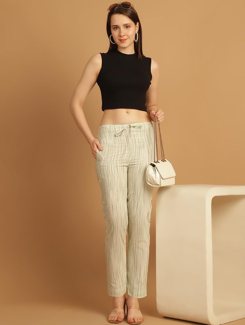 women printed ankle length flat front trouser - 21529360 - Standard Image - 4