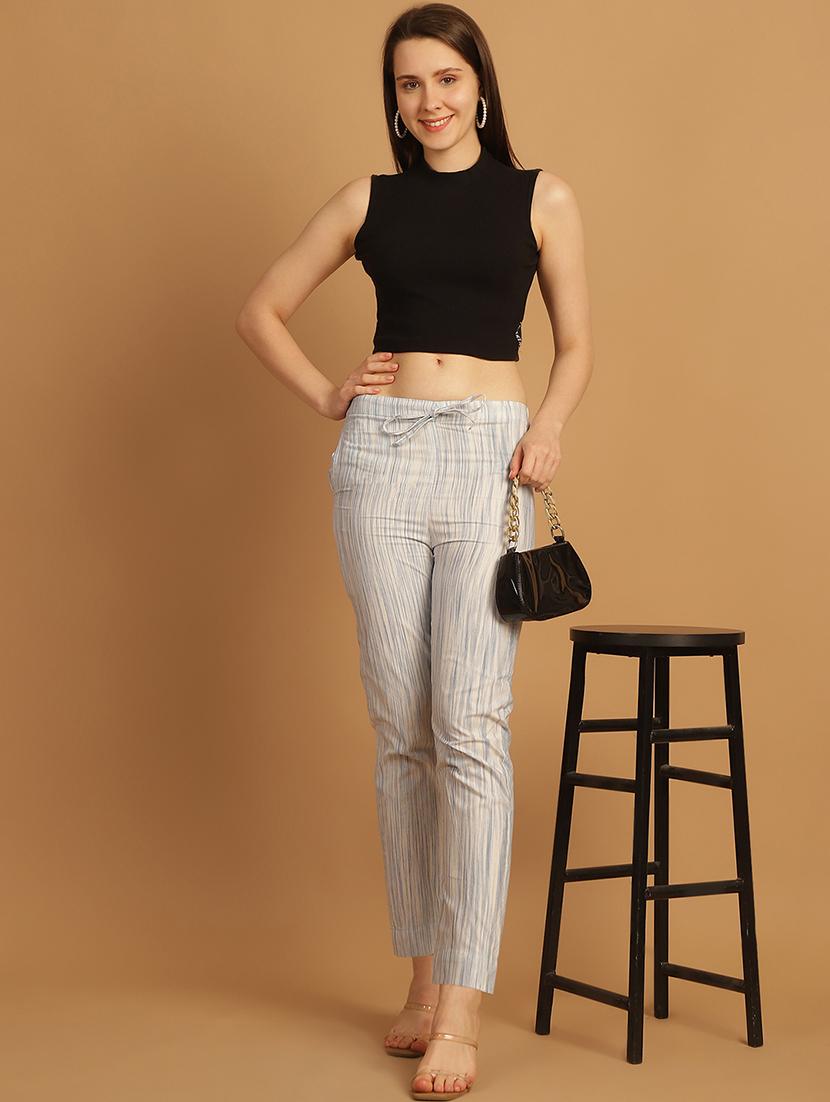 women printed ankle length flat front trouser - 21529361 - Standard Image - 4