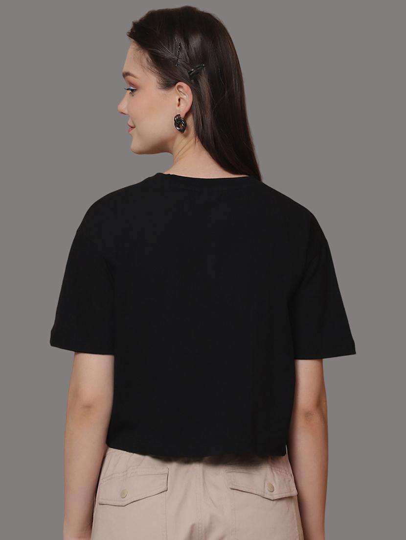 women printed short sleeve crop t-shirt - 21529366 - Standard Image - 4