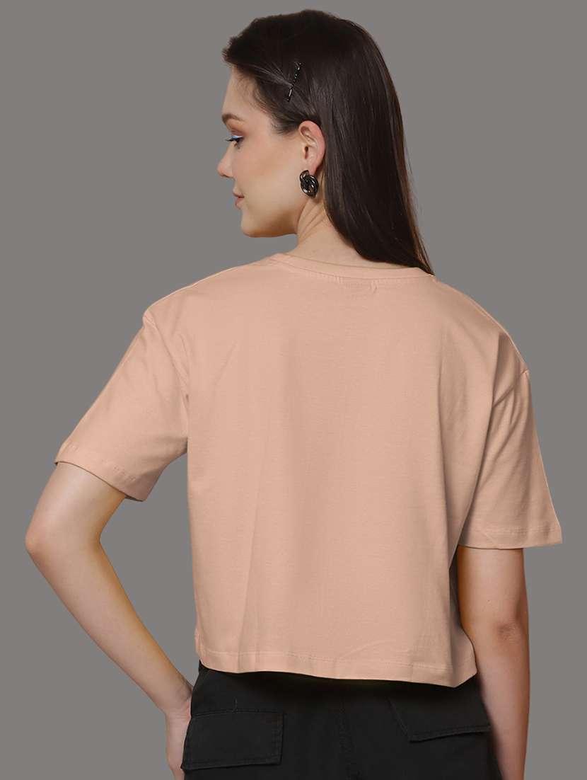 women printed short sleeve crop t-shirt - 21529370 - Standard Image - 4