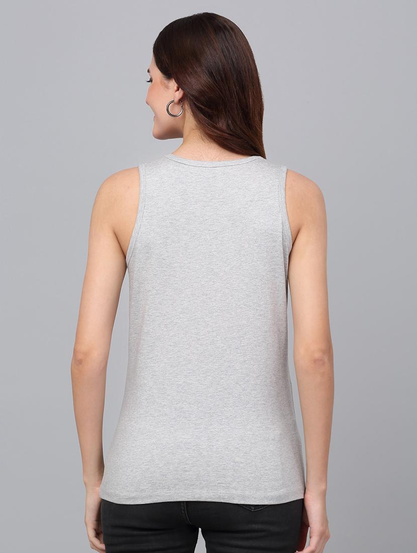 women grey cotton tank t-shirt - 21529443 - Standard Image - 4
