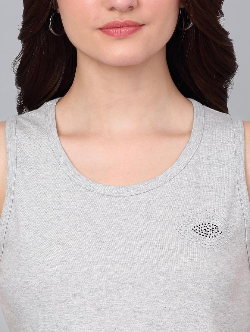 women grey cotton tank t-shirt - 21529443 - Standard Image - 6