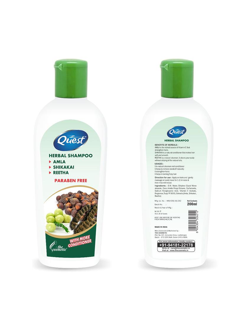 quest herbal shampoo (pack of 2)amla ,shikakai & reetha 200ml - 21529444 - Standard Image - 1