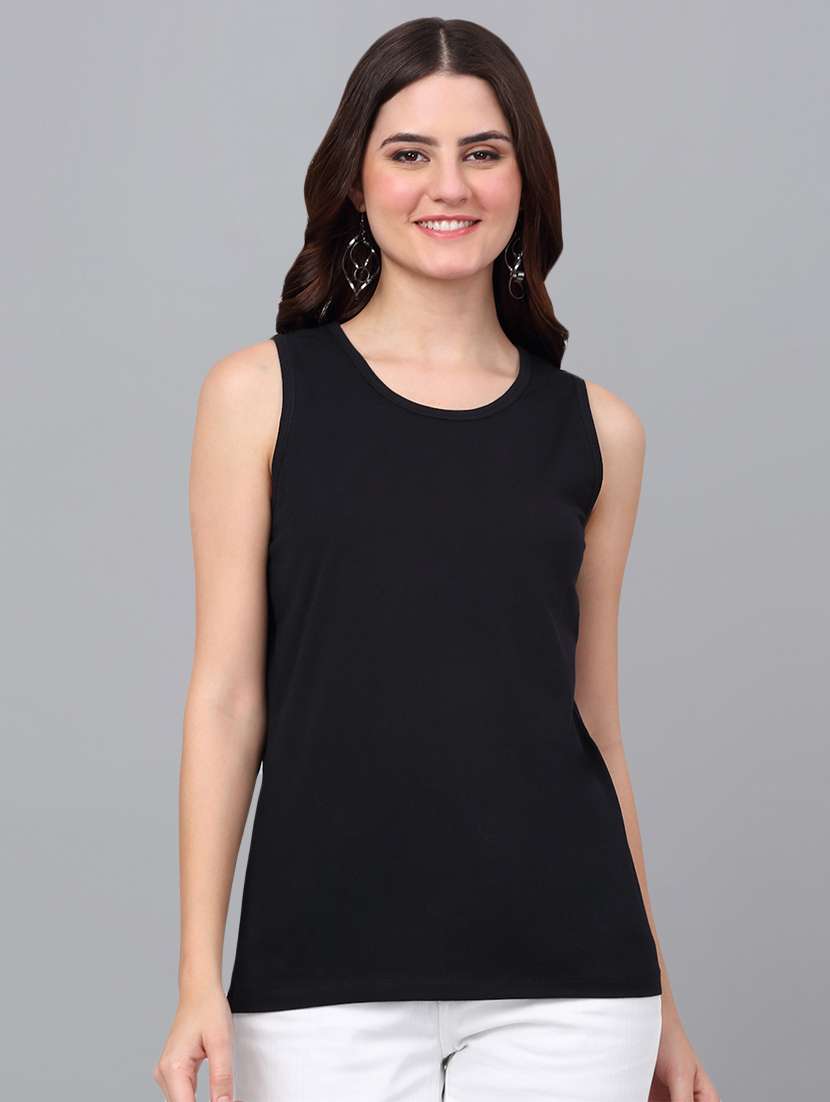 women black cotton tank t-shirt