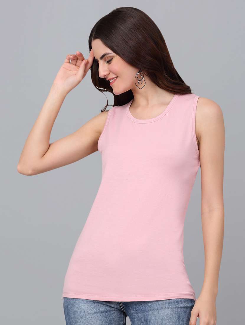 women pink cotton tank t-shirt - 21529456 - Zoom Image - 0