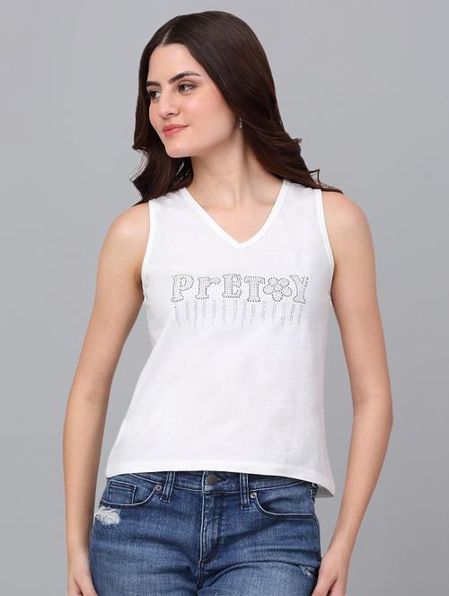 women white cotton regular t-shirt - 21529469 - Standard Image - 0