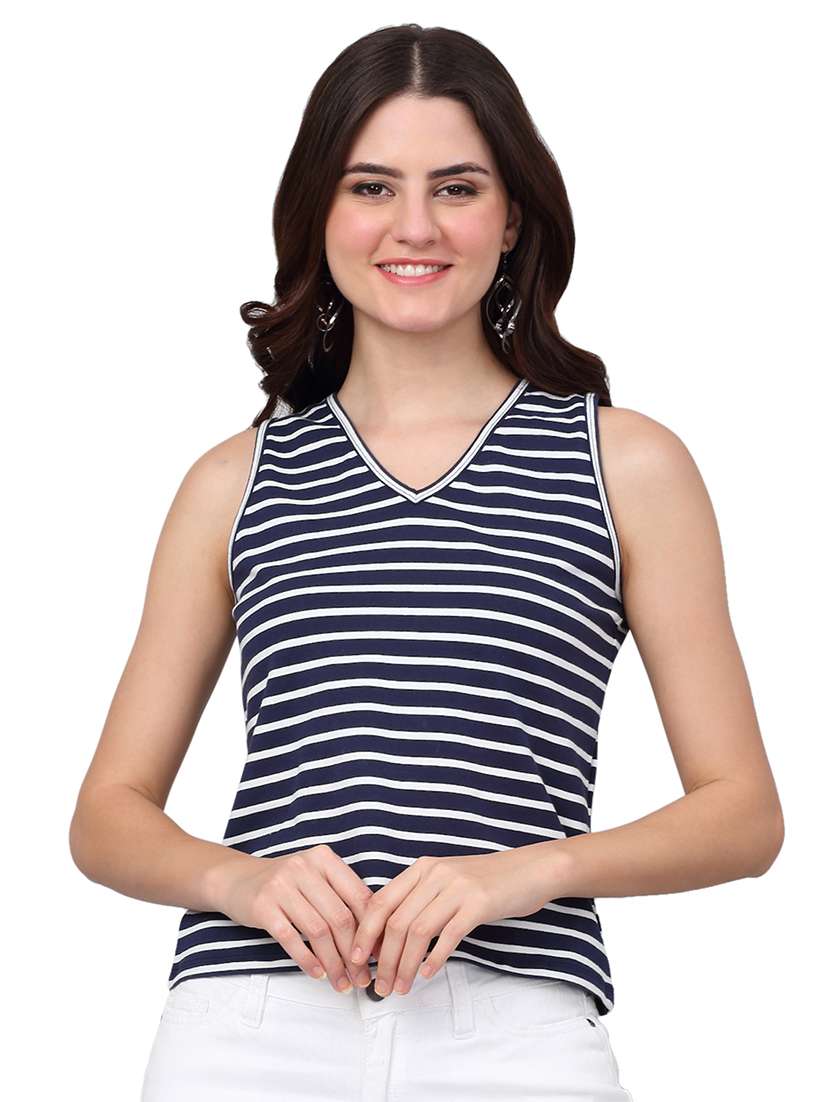 women blue cotton regular t-shirt - 21529479 -  Zoom Image - 0