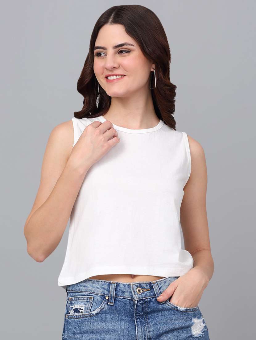 women white cotton crop t-shirt