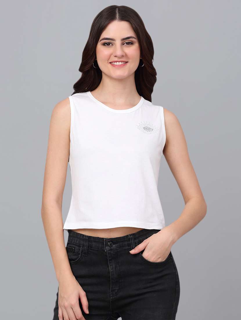 women white cotton crop t-shirt