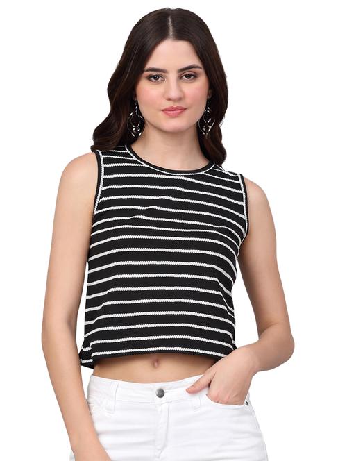 women black cotton crop t-shirt - 21529496 - Standard Image - 0