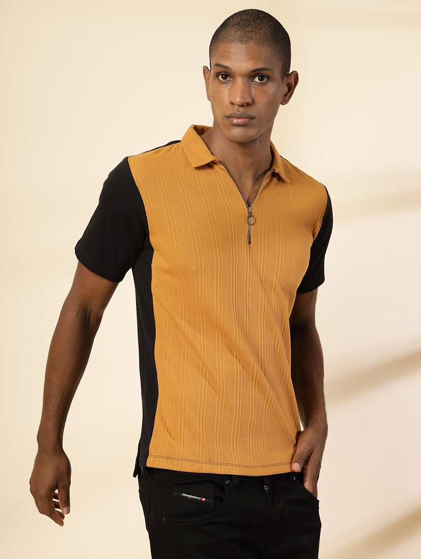 men polo neck color block t-shirt - 21529619 - Standard Image - 1