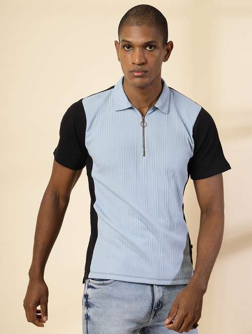 men polo neck color block t-shirt - 21529620 - Standard Image - 0