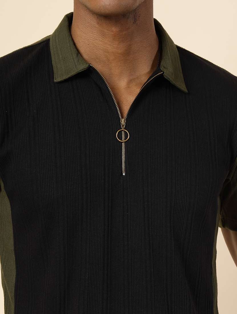 men polo neck color block t-shirt - 21529621 -  Standard Image - 4