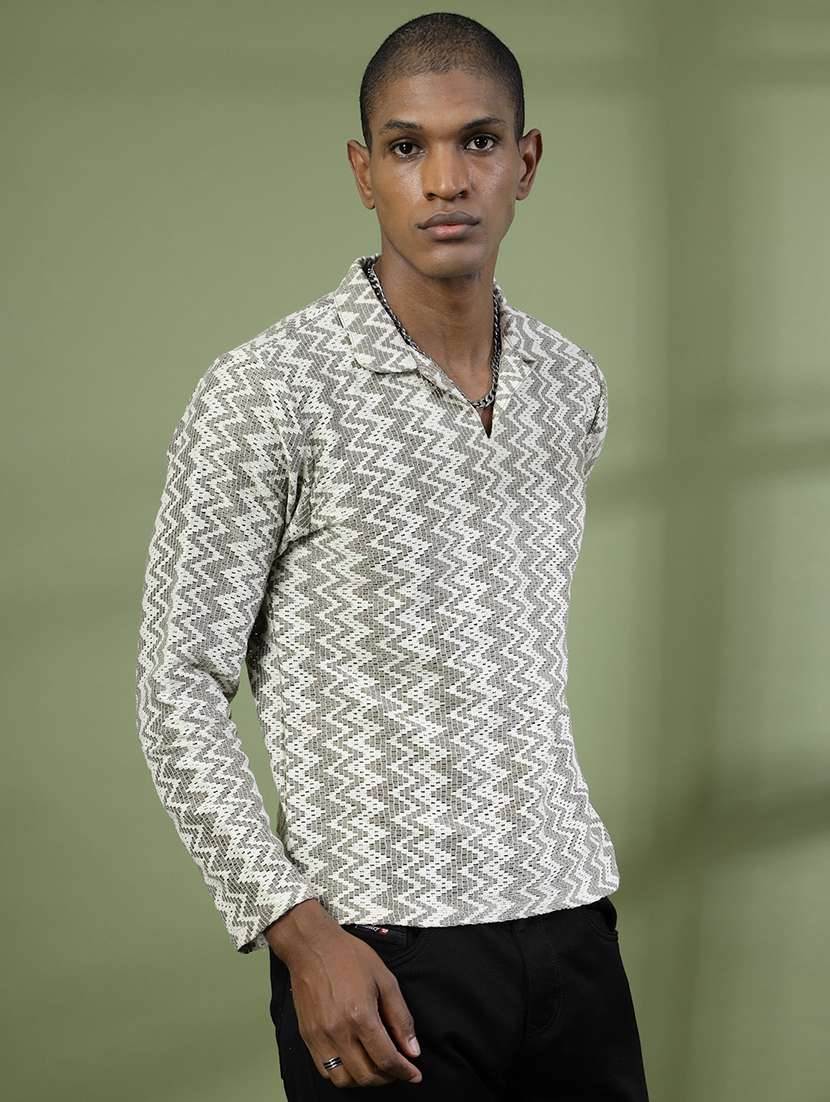 men polo neck self design t-shirt - 21529625 -  Standard Image - 1