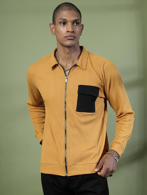 men solid long sleeve shacket - 21529632 - Standard Image - 0