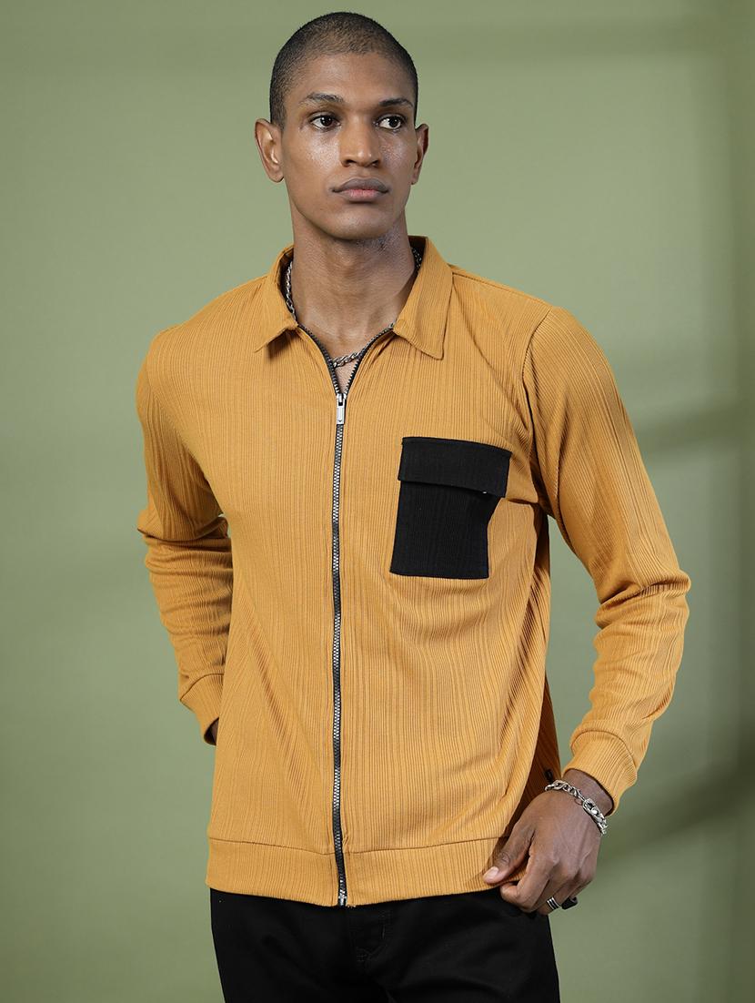 men solid long sleeve shacket - 21529632 - Zoom Image - 0