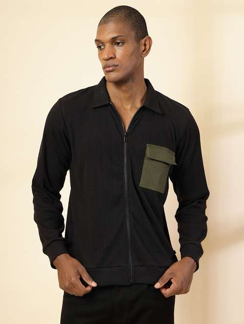 men solid long sleeve shacket - 21529634 - Standard Image - 0