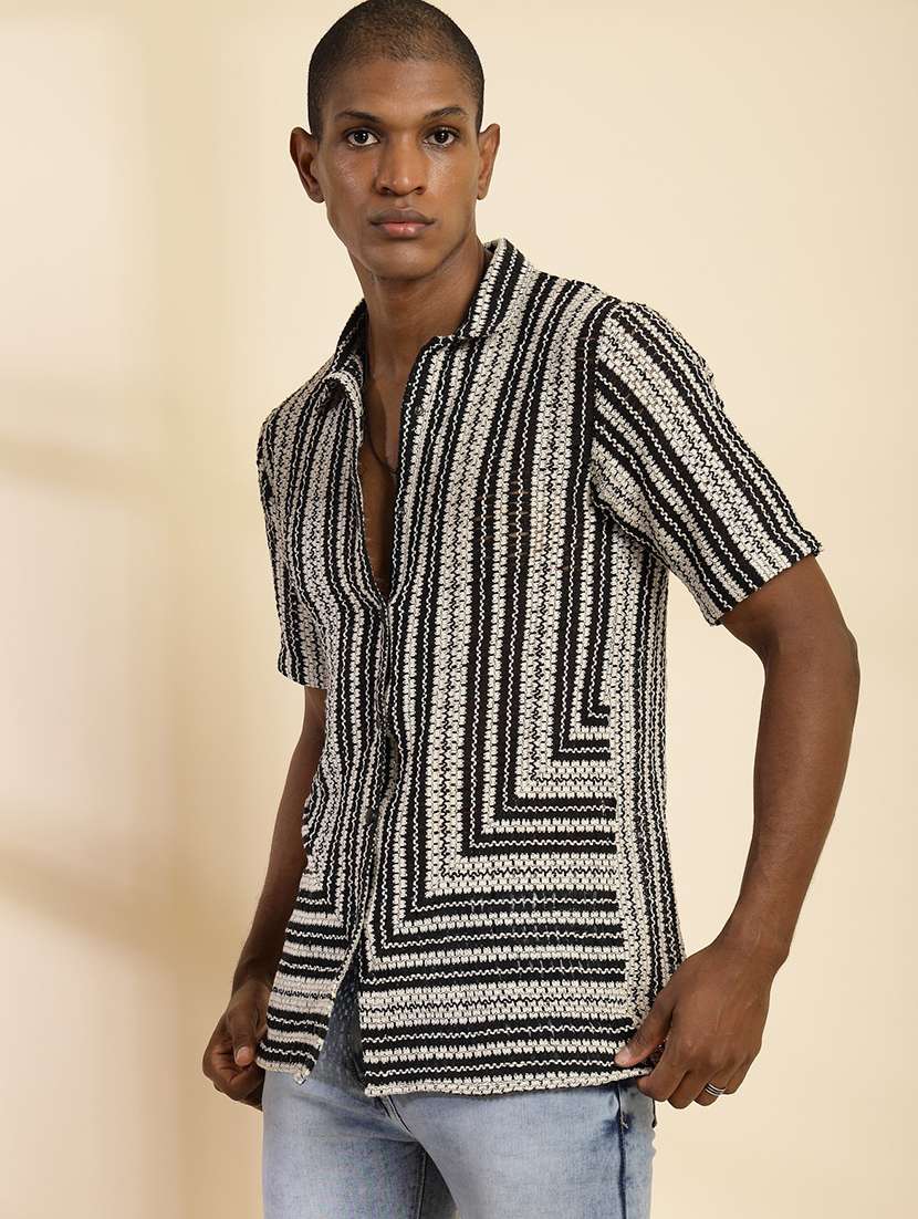 men collared self-designed casual shirt - 21529640 - Standard Image - 1