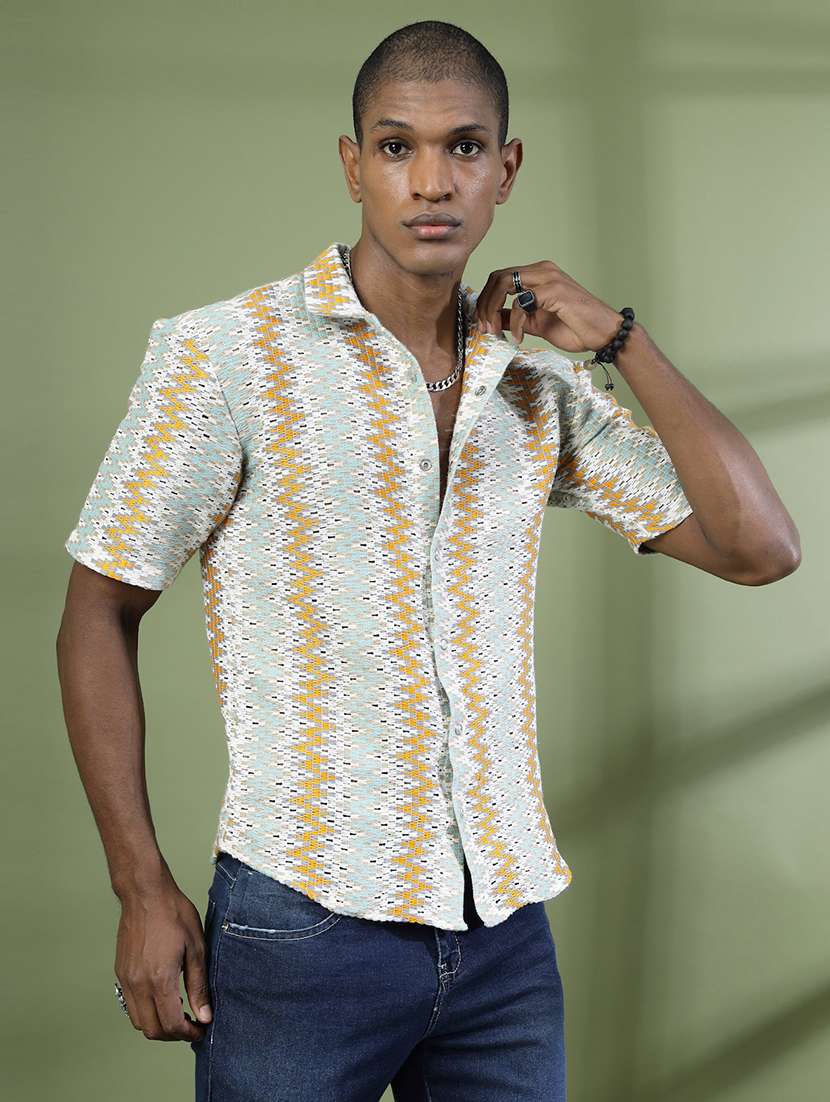 men collared self-designed casual shirt - 21529642 -  Standard Image - 1