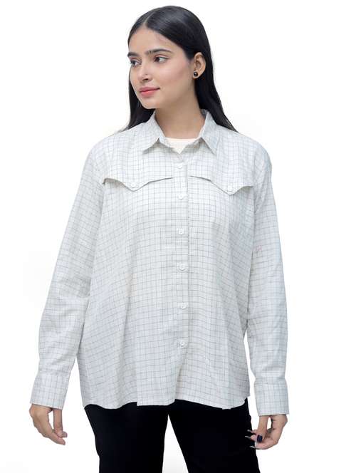 women white cotton regular shirt - 21529691 - Standard Image - 0